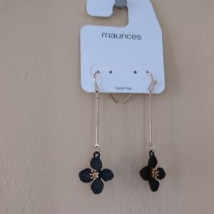 Maurices Black and Gold Floral Earrings